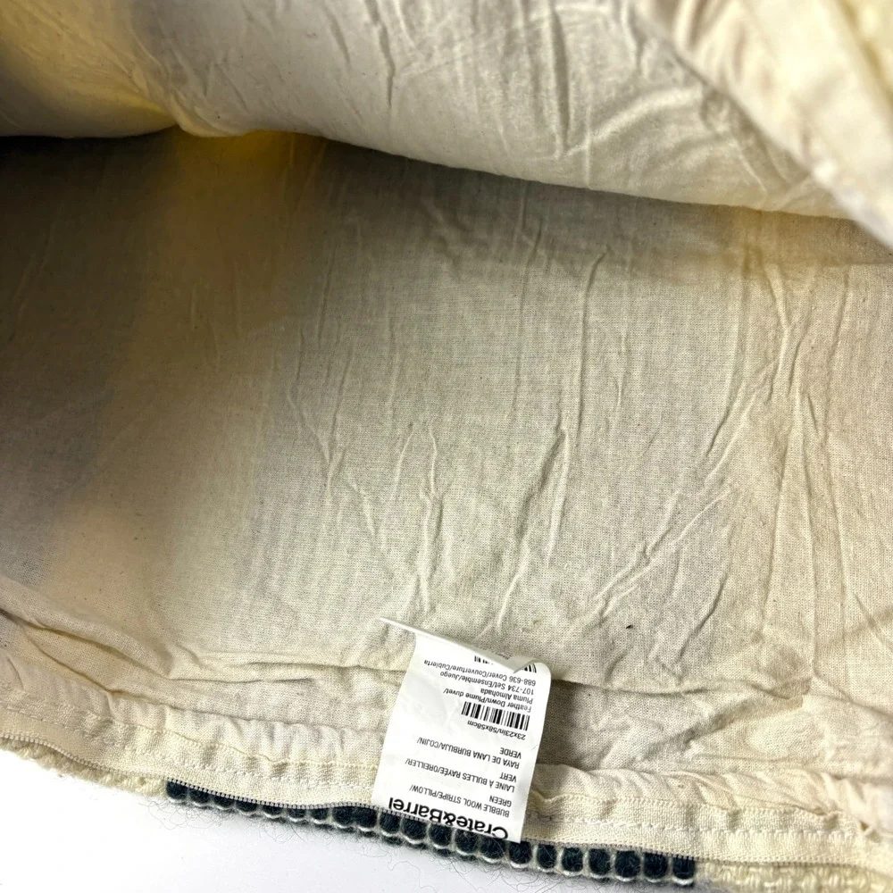 Crate & Barrel Bubble Wool Pillow‎ Sham Cover Only Dark Green 23x23